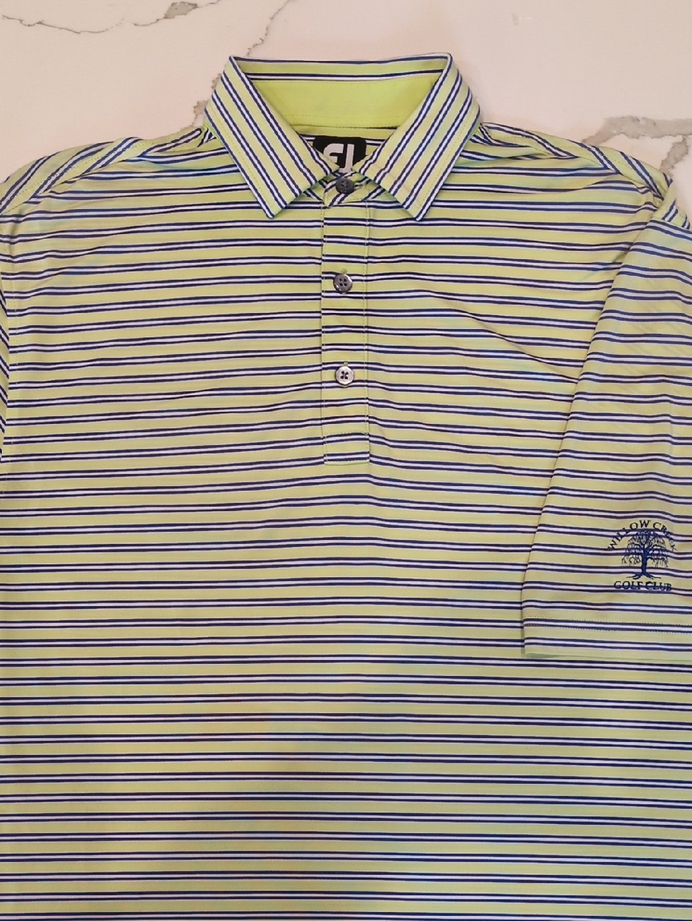FootJoy Lime and Navy Striped Polo Size Medium